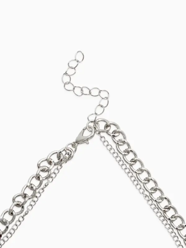 Кулон &laquo;Цепь&raquo;, крест плоский, белый в серебре, 40 см