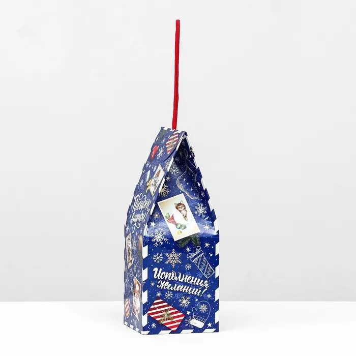 Коробка новогодняя подарочная складная «Новогодица синий» 9.5×9.5×25 см Коробка новогодняя подарочная складная «Новогодица синий» 9.5×9.5×25 см