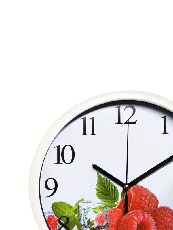 Часы настенные, серия: Кухня, &laquo;Малина&raquo;, дискретный ход, d=24.5 см, белые