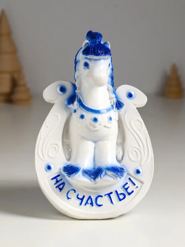 Копилка Копилка "Лошадь с подковой" 16х10,5х11 см, бело-голубой