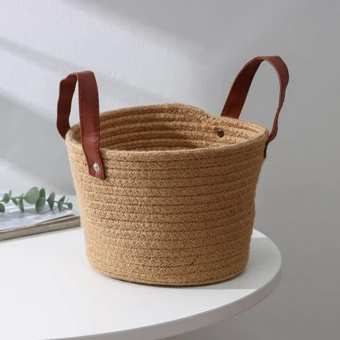 Корзина для хранения плетёная ручной работы Доляна &laquo;Айко&raquo;, 21,5&times;21,5&times;16,5 см, цвет бежевый