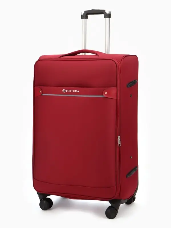 Чемодан на колёсах TEXTURA, кодовый замок, текстильный, с увеличением, 47&times;30&times;78 см, 28", красный