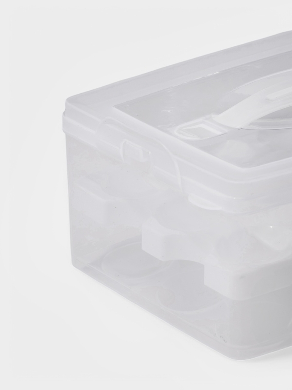 Контейнер для хранения яиц, 24 ячейки, двухуровневый, пластик, 24×16×11 см, белый