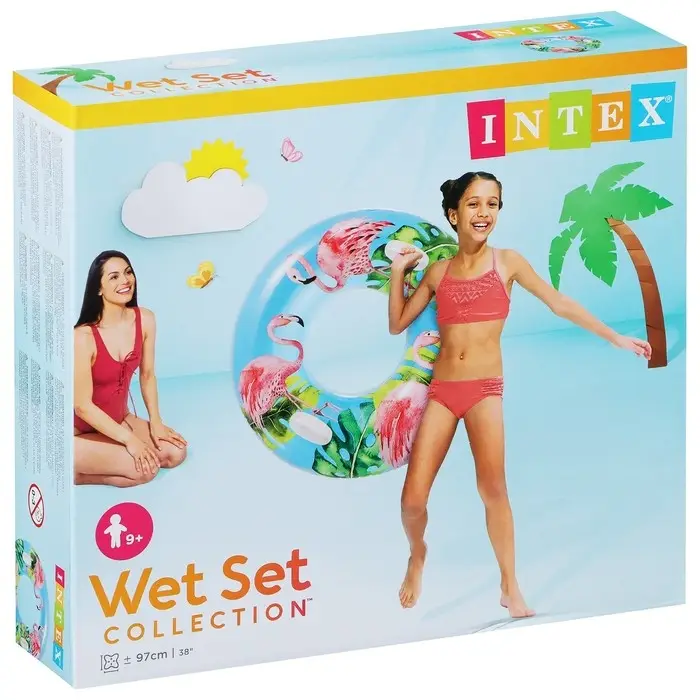 Круг для плавания &laquo;Узоры&raquo;, надувной, d=97 см, от 9 лет, с ручками, МИКС, 58263NP INTEX