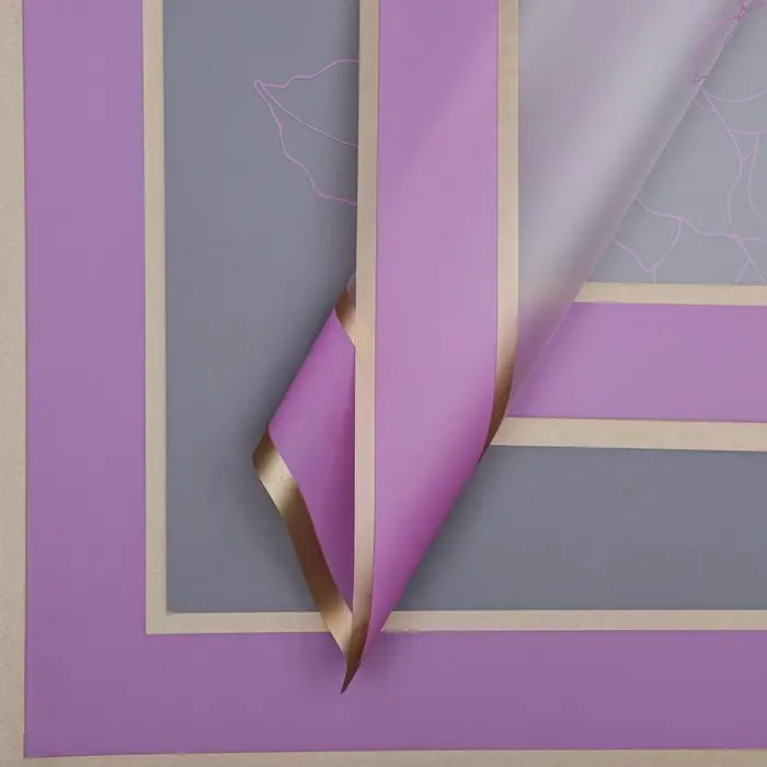 Пленка для цветов матовая, «Цветы с каймой», 58×58 см, сиреневый