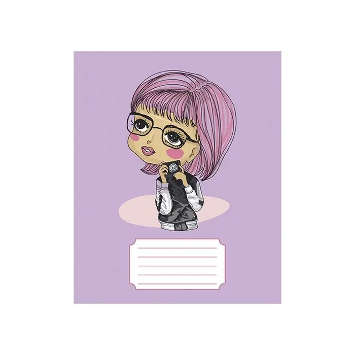 Тетрадь 24 листа в линейку, Calligrata, Fashion, обложка мелованный картон, серые листы, МИКС