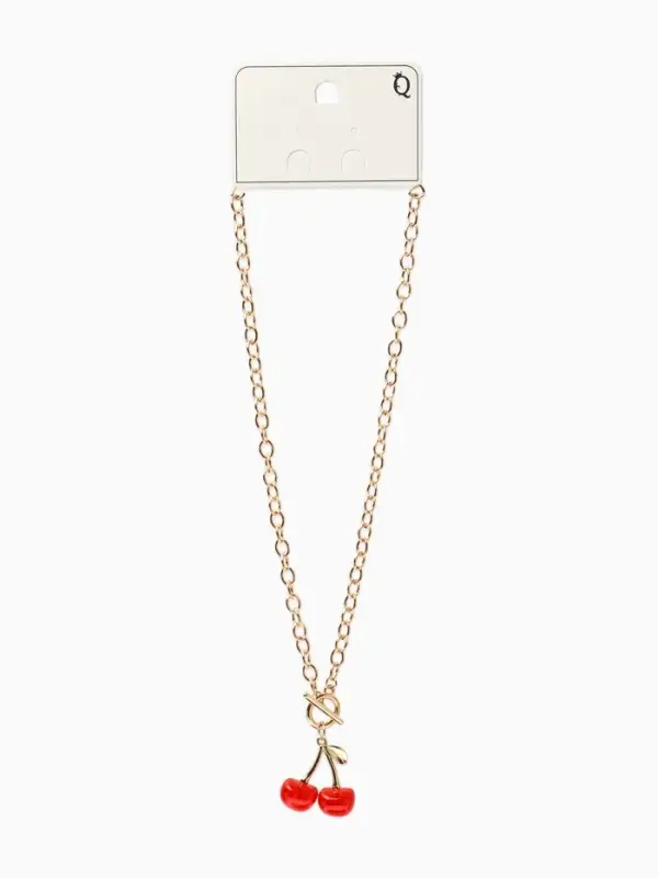 Кулон &laquo;Цепь&raquo;, ветка вишни, красный в золоте, 45 см
