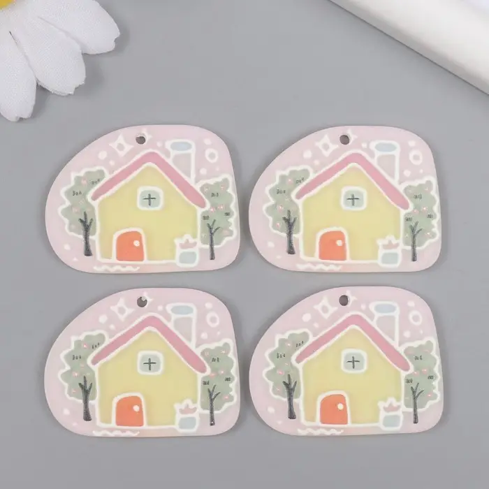 Декор для творчества акрил "Домик и яблони" 0,2х3,9х3 см