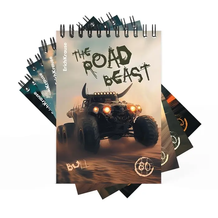 Блокнот А6 ErichKrause Road Beast, 80 листов в клетку, МИКС