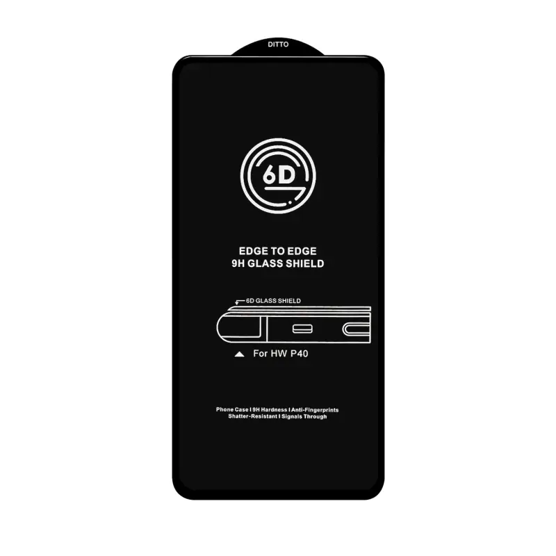Защитное стекло Huawei P40 Black 6D без упаковки Защитное стекло Huawei P40 Black 6D без упаковки