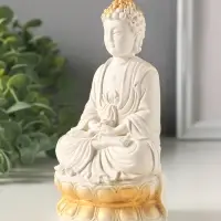 Фигурка гипс &laquo;Будда&raquo;, 15&times;9&times;6 см, белая с позолотой