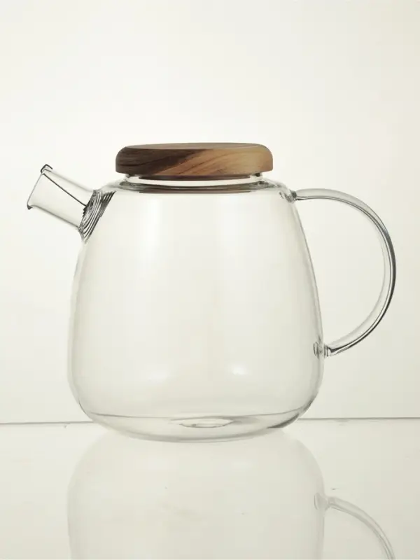 Чайник заварочный &laquo;Акация&raquo;, 1.6 л, 14&times;20&times;16 см, деревянная крышка, стекло, прозрачный