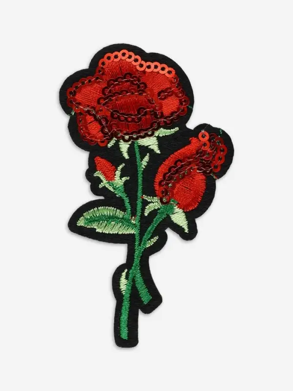 Термоаппликация «Роза», с пайетками, 9×5 см, красная