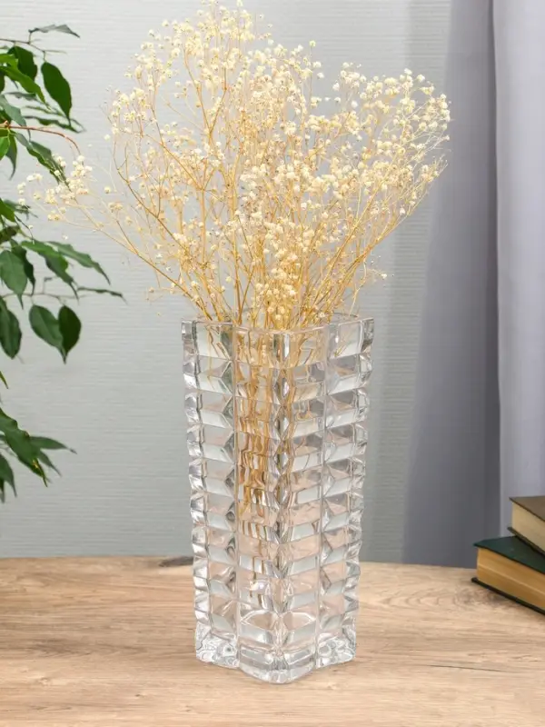 Ваза стекло настольная  Ваза стекло настольная "Эдисон" кубики, 29х12 см, прозрачный