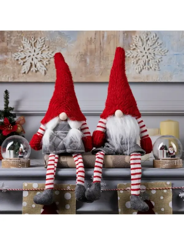 Светодиодная фигура &laquo;Гном с усами&raquo; 14&times;47&times;9 см, текстиль, от батареек AG10&times;3, свечение тёплое белое