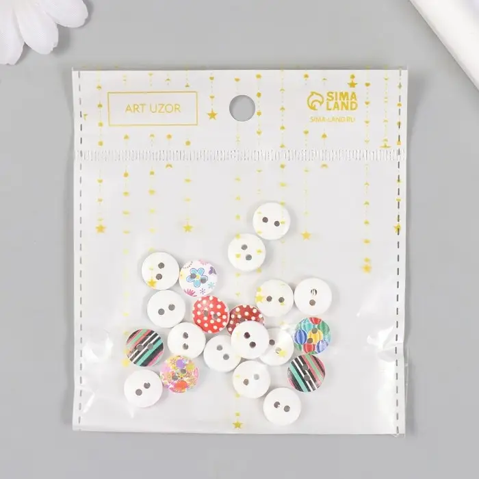 Набор пуговиц декоративных дерево "Горошек" набор 20 шт МИКС 1х1 см