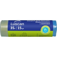 Мешки для мусора ПНД 35л 12мкм 15шт/рул синие 50х60см Luscan Bio с зав