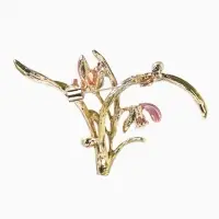 Брошь &laquo;Цветы&raquo; ирисы, жемчуг, цвет красно-розовый