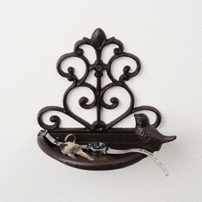 Сувенир металл подставка настенная  Сувенир металл подставка настенная "Птенчик и узоры" 17,5х18х10 см