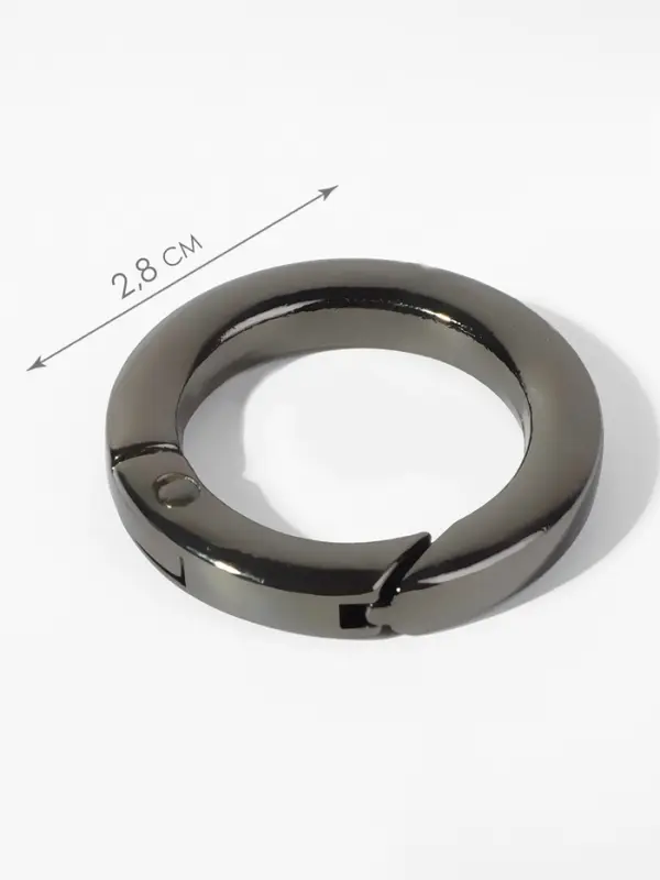 Кольцо-карабин плоский, d=20/28 мм, толщина - 4 мм, 5 шт., цвет чёрный никель