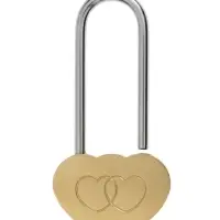 Замок навесной ТУНДРА Сердечко двойное, сувенирный, цвет золото