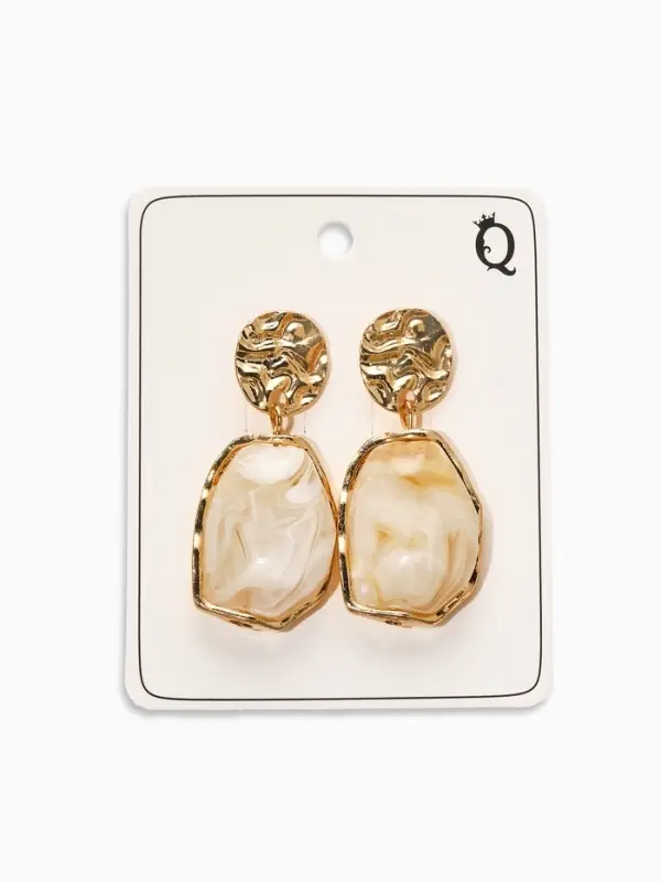 Серьги Серьги "Стиль камня", цвет белый в золоте