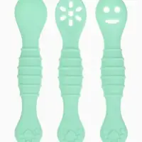 Ложка детская для прикорма, силикон, набор 3 шт., мятный M&B