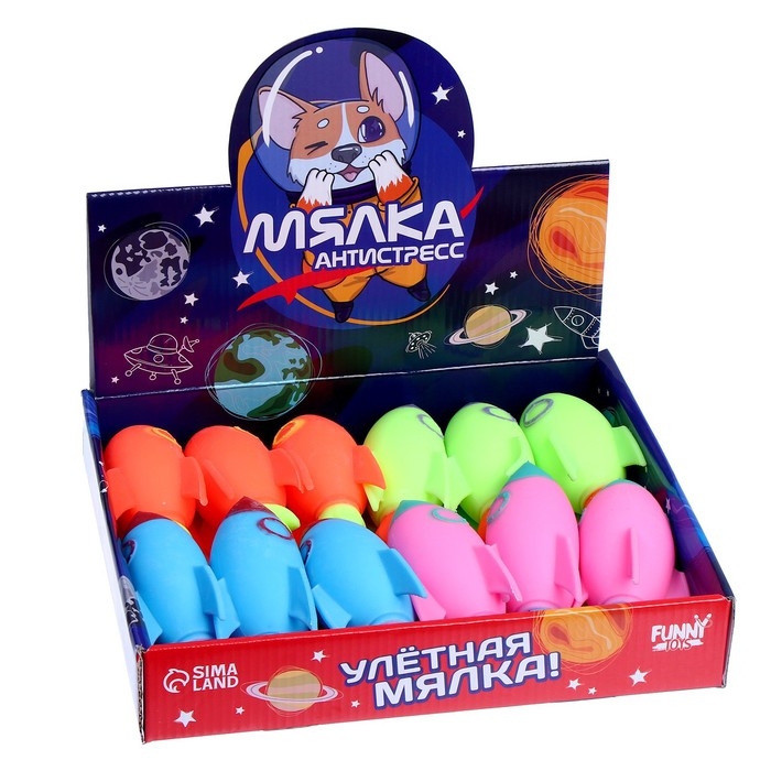 Антистресс сквиш мялка «Ракета», с пастой, цвета МИКС, в шоубоксе Антистресс сквиш мялка «Ракета», с пастой, цвета МИКС, в шоубоксе