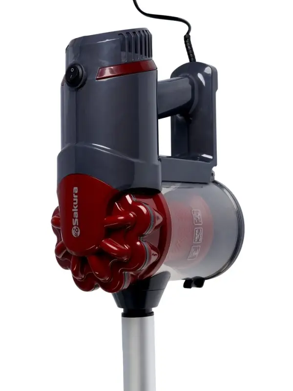 Пылесос Sakura SA-8322R, вертикальный, 800 Вт, 1 л, 79 дБ, шнур 4 м, 4 насадки, красный, серый