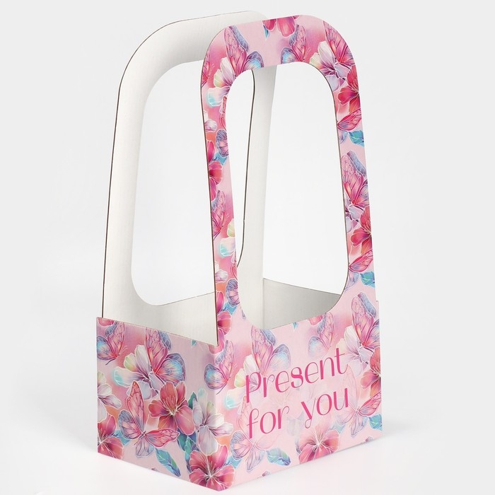 Коробка-переноска для цветов «Для тебя», 17 × 12 × 32 см Коробка-переноска для цветов «Для тебя», 17 × 12 × 32 см