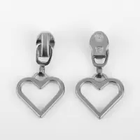 Бегунок для молнии &laquo;Спираль&raquo;, №3, &laquo;Сердце&raquo;, 10 шт., цвет никель