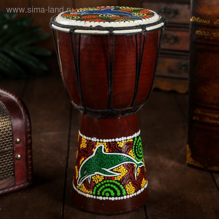 Сувенирный музыкальный инструмент Сувенирный музыкальный инструмент "Барабан Джембе Разноцветный" 13x13x24 см, МИКС