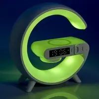 Портативная колонка - ночник G63, 15 Вт колонка, 15 W зарядка, 1800 мАч, подсветка, белая