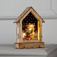 Светодиодная фигура &laquo;Дом с оленем&raquo; 12&times;17&times;4 см, дерево, от батареек АААх2, свечение тёплое белое