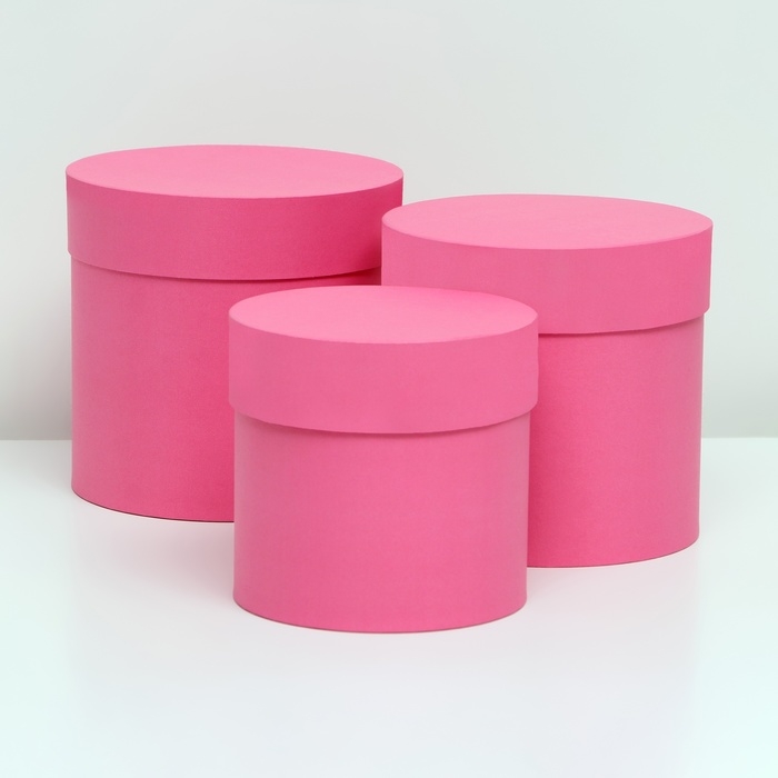 Набор шляпных коробок  3 в 1 "Розовый", 17 x 17 x 16 - 15 x 15 x 14 см