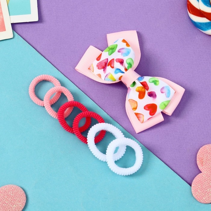 Набор для волос Набор для волос "Сьюзи" (зажим 8 см, 6 резинок 2,5 см) сердца