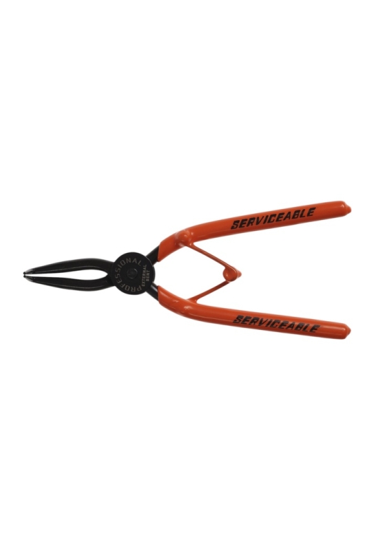 Съемник внешних стопорных колец ТУНДРА, удлиненные изогнутые губки на разжим, 180 мм Съемник внешних стопорных колец ТУНДРА, удлиненные изогнутые губки на разжим, 180 мм