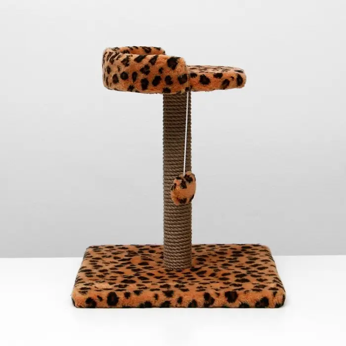 Когтеточка малая &laquo;Арена&raquo; с игрушкой, 40&times;40&times;55 см, джут, леопард