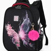 Рюкзак школьный для девочки &laquo;Бабочка&raquo;, Stavia, эргономичная спинка, 30&times;16&times;38 см, чёрный