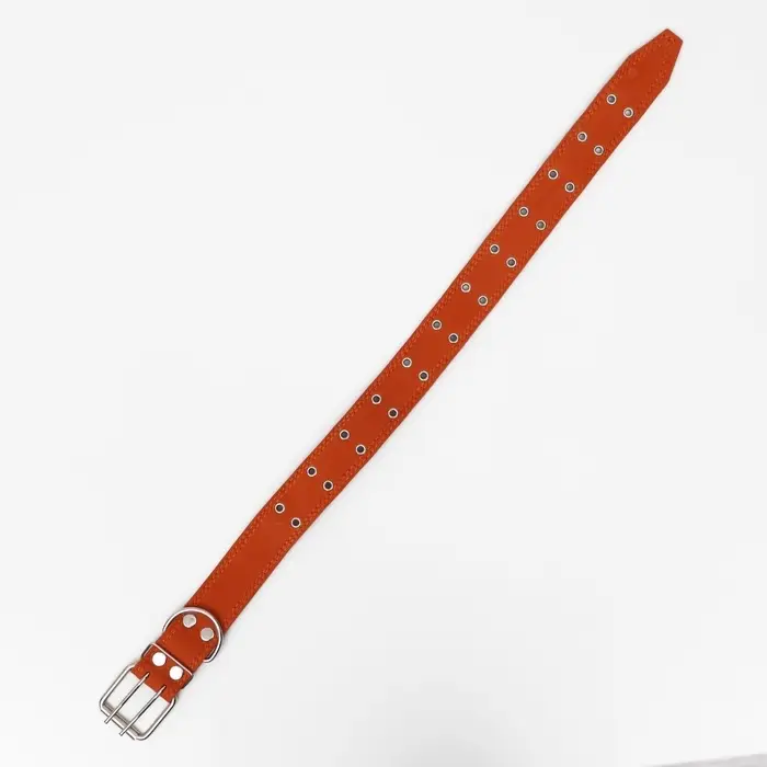 Ошейник безразмерный, 83&times;4.5 см, ОШ 20-71 см, на синтепоне, кожа, оранжевый