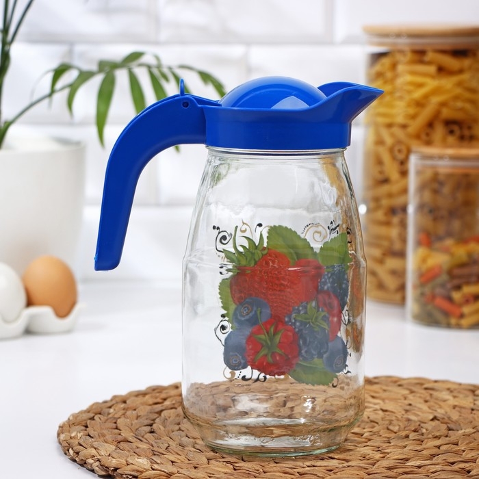 Кувшин с крышкой «Ягодный фреш», стеклянный, 1,5 л, с крышкой
