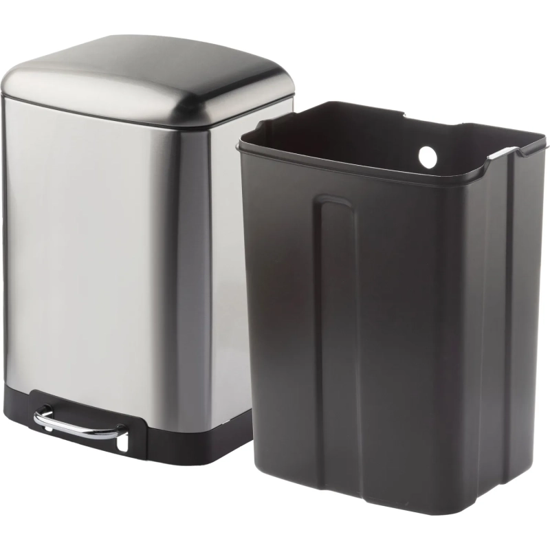 Ведро мусорное с педалью и доводчиком Luscan 12л,матов., прямоуг,нерж сталь
