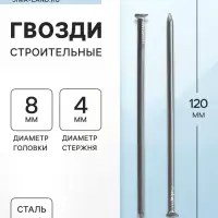 Гвозди ТУНДРА, строительные, ГОСТ 4028-63, без покрытия, 4&times;120 мм, 25 кг