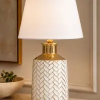 Лампа настольная RISALUX &laquo;Марта&raquo;, Е14, 40 Вт, золотисто-белая, 22.5&times;22.5&times;36 см