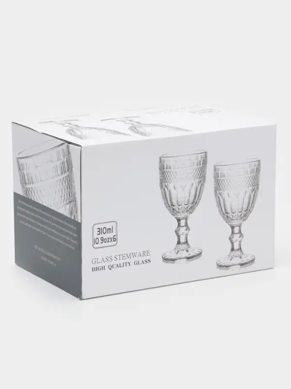 Фужеры, 310 мл, d=9 см, h=17 см, 6 шт., стекло, прозрачные