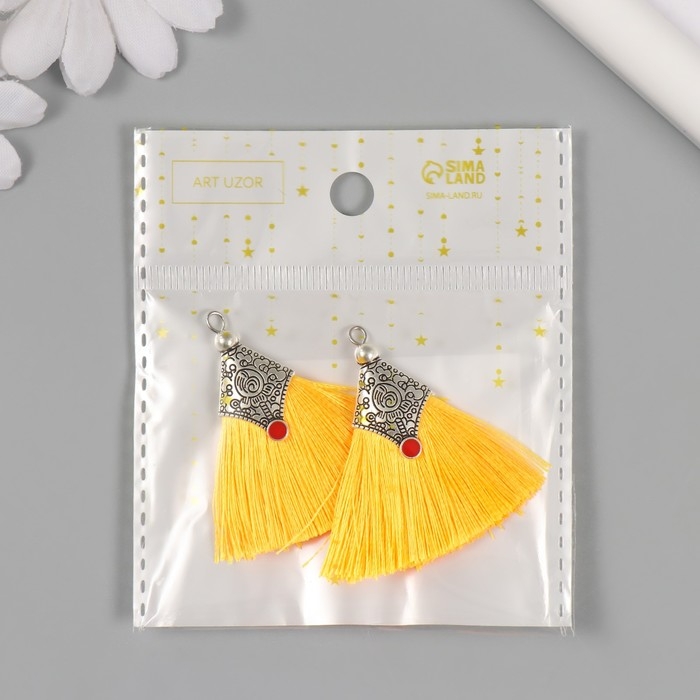 Декор для творчества текстиль Декор для творчества текстиль "Кисть Восток" жёлтый набор 2 шт 1,6х4,5 см