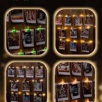 Гирлянда &laquo;Нить&raquo; 2 м роса с насадками &laquo;Прищепки&raquo;, IP20, серебристая нить, 20 LED, свечение тёплое белое, ААх2