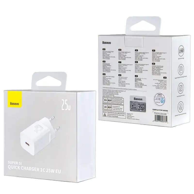 Переходник СЗУ на Type-C 25W CCSP020102 Baseus белый Переходник СЗУ на Type-C 25W CCSP020102 Baseus белый