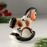 Сувенир Конь качалка, 7х7см, гжель, цвет