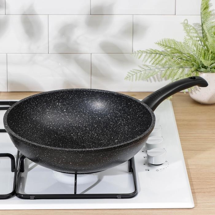 Сковорода - вок Доляна «Элит», d=28 см, антипригарное покрытие, цвет чёрный Сковорода - вок Доляна «Элит», d=28 см, антипригарное покрытие, цвет чёрный